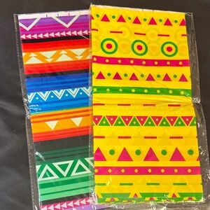 2 Piece Mexican Fiesta Tablecovers Vibrant Geometric Party Tablecover Set